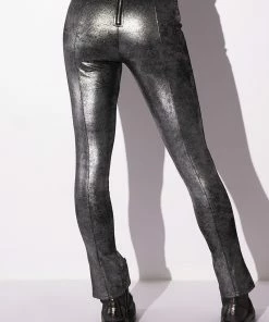 INTO THE NIGHT METALLIC SPLIT HEM PANT 11 INTO THE NIGHT METALLIC SPLIT HEM PANT -FINESSE-shop into the night metallic split hem pant black silver 5 5