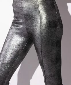 INTO THE NIGHT METALLIC SPLIT HEM PANT 12 INTO THE NIGHT METALLIC SPLIT HEM PANT -FINESSE-shop into the night metallic split hem pant black silver 6 6