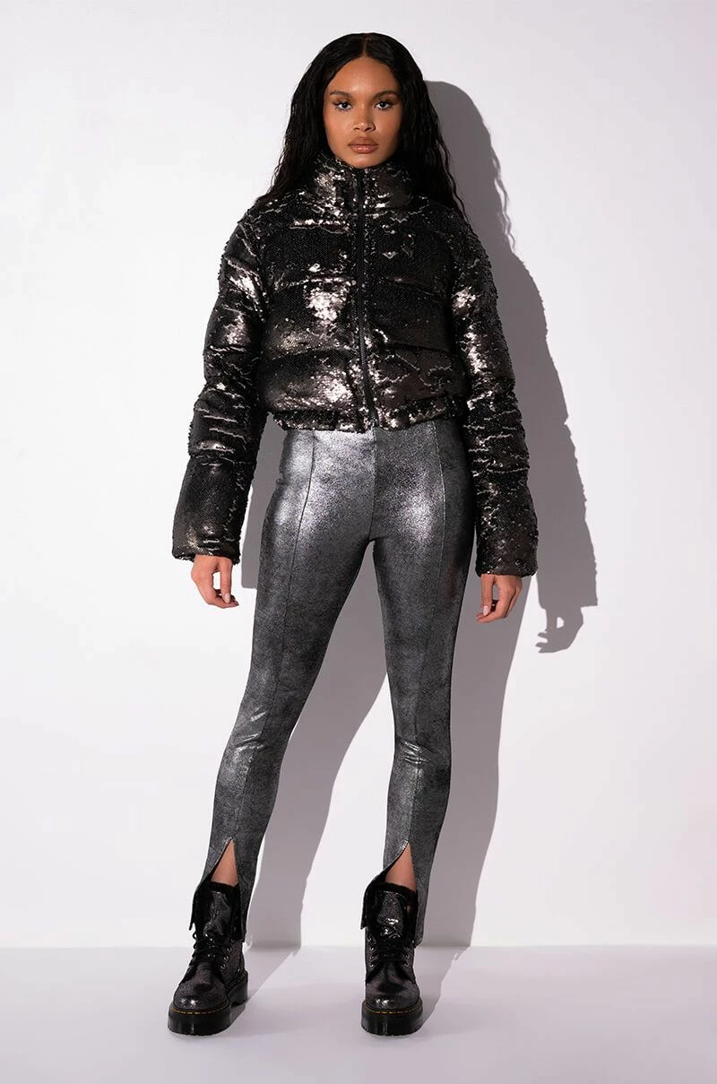 INTO THE NIGHT METALLIC SPLIT HEM PANT 7 INTO THE NIGHT METALLIC SPLIT HEM PANT - Image 7