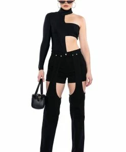 ITS A VIBE DENIM SHORT AND CHAPS JEAN -FINESSE-shop its a vibe denim short and chaps jean black 3 3 c1