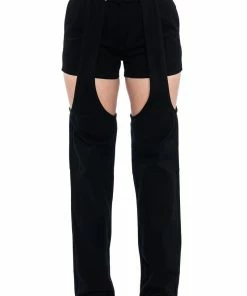 ITS A VIBE DENIM SHORT AND CHAPS JEAN -FINESSE-shop its a vibe denim short and chaps jean black 5 5 c1