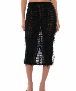 ITS A WRAP MACRAME MESH BODYCON MIDI SKIRT