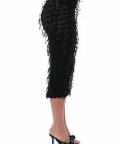 ITS A WRAP MACRAME MESH BODYCON MIDI SKIRT -FINESSE-shop its a wrap macrame mesh bodycon midi skirt black 6 6