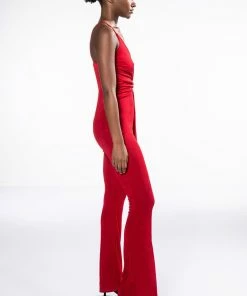 ITS ALL FOR YOU TIE FRONT SLEEVELESS JUMPSUIT -FINESSE-shop its all for you tie front sleeveless jumpsuit red 3 3