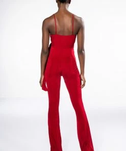 ITS ALL FOR YOU TIE FRONT SLEEVELESS JUMPSUIT -FINESSE-shop its all for you tie front sleeveless jumpsuit red 5 5