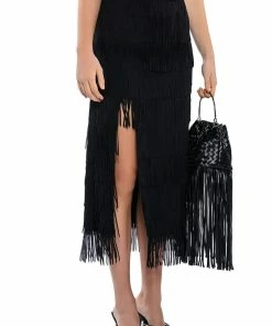 ITS YOUR TIME FRINGE MIDI SKIRT -FINESSE-shop its your time fringe midi skirt black 3 3