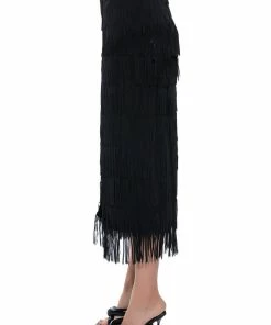 ITS YOUR TIME FRINGE MIDI SKIRT -FINESSE-shop its your time fringe midi skirt black 6 6
