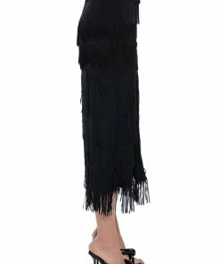 ITS YOUR TIME FRINGE MIDI SKIRT -FINESSE-shop its your time fringe midi skirt black 7 7