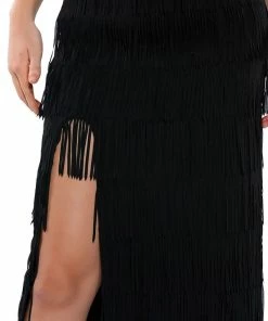 ITS YOUR TIME FRINGE MIDI SKIRT -FINESSE-shop its your time fringe midi skirt black 9 9