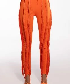 JOSEFINA FRINGE DETAIL JOGGERS -FINESSE-shop josefina fringe detail joggers orange 3 3