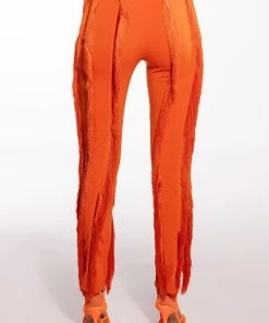 JOSEFINA FRINGE DETAIL JOGGERS -FINESSE-shop josefina fringe detail joggers orange 5 5
