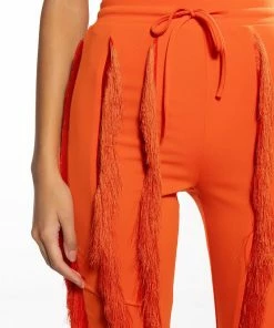 JOSEFINA FRINGE DETAIL JOGGERS -FINESSE-shop josefina fringe detail joggers orange 6 6