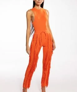 JOSEFINA FRINGE DETAIL JOGGERS -FINESSE-shop josefina fringe detail joggers orange 7 7