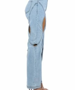 JUMP AROUND CUTOUT RELAXED FIT JEANS 9 JUMP AROUND CUTOUT RELAXED FIT JEANS -FINESSE-shop jump around cutout relaxed fit jeans light blue 4 4