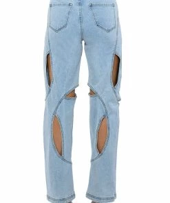 JUMP AROUND CUTOUT RELAXED FIT JEANS 10 JUMP AROUND CUTOUT RELAXED FIT JEANS -FINESSE-shop jump around cutout relaxed fit jeans light blue 5 5