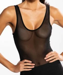 JUMP ON IT SLEEVELESS MESH JUMPSUIT -FINESSE-shop jump on it sleeveless mesh jumpsuit black 7 7 c1