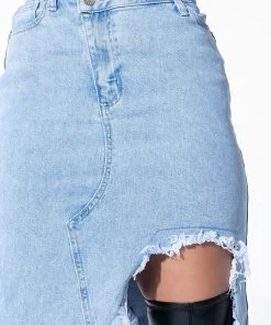 JUST WANNA DANCE HIGH LOW DENIM SKIRT -FINESSE-shop just wanna dance high low denim skirt light blue denim 11 11 c1 c1