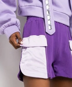 KAIA SATIN DETAIL SHORT -FINESSE-shop kaia satin detail short purple 7 7 c1