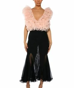 KEEP UP MERMAID FLARE MESH MIDI SKIRT -FINESSE-shop keep up mermaid flare mesh midi skirt black 3 3