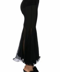 KEEP UP MERMAID FLARE MESH MIDI SKIRT -FINESSE-shop keep up mermaid flare mesh midi skirt black 7 7