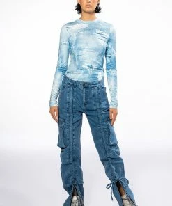 KENNA FRONT TIE DETAIL CARGO JEANS -FINESSE-shop kenna front tie detail cargo jeans medium blue denim 8 8