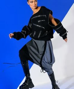 KENNEDY CINCHED ASYMMETRICAL DROP WAIST PANT -FINESSE-shop kennedy cinched asymmetrical midi skirt grey 3 3