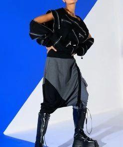 KENNEDY CINCHED ASYMMETRICAL DROP WAIST PANT -FINESSE-shop kennedy cinched asymmetrical midi skirt grey 4 4