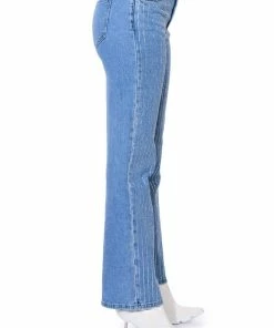 KICK BACK PINSTRIPE RHINESTONE WIDE LEG JEANS -FINESSE-shop kick back pinstripe rhinestone wide leg jeans medium blue denim 6 6