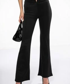KNOW IT ALL CURVED WAIST FLARE PANTS