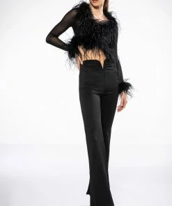 KNOW IT ALL CURVED WAIST FLARE PANTS 9 KNOW IT ALL CURVED WAIST FLARE PANTS -FINESSE-shop know it all curved waist flare pants black 3 3 c1 c1 c1