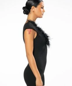 KYANITE FEATHERED ROMPER -FINESSE-shop kyanite feathered romper black 4 4