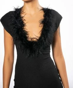KYANITE FEATHERED ROMPER -FINESSE-shop kyanite feathered romper black 6 6