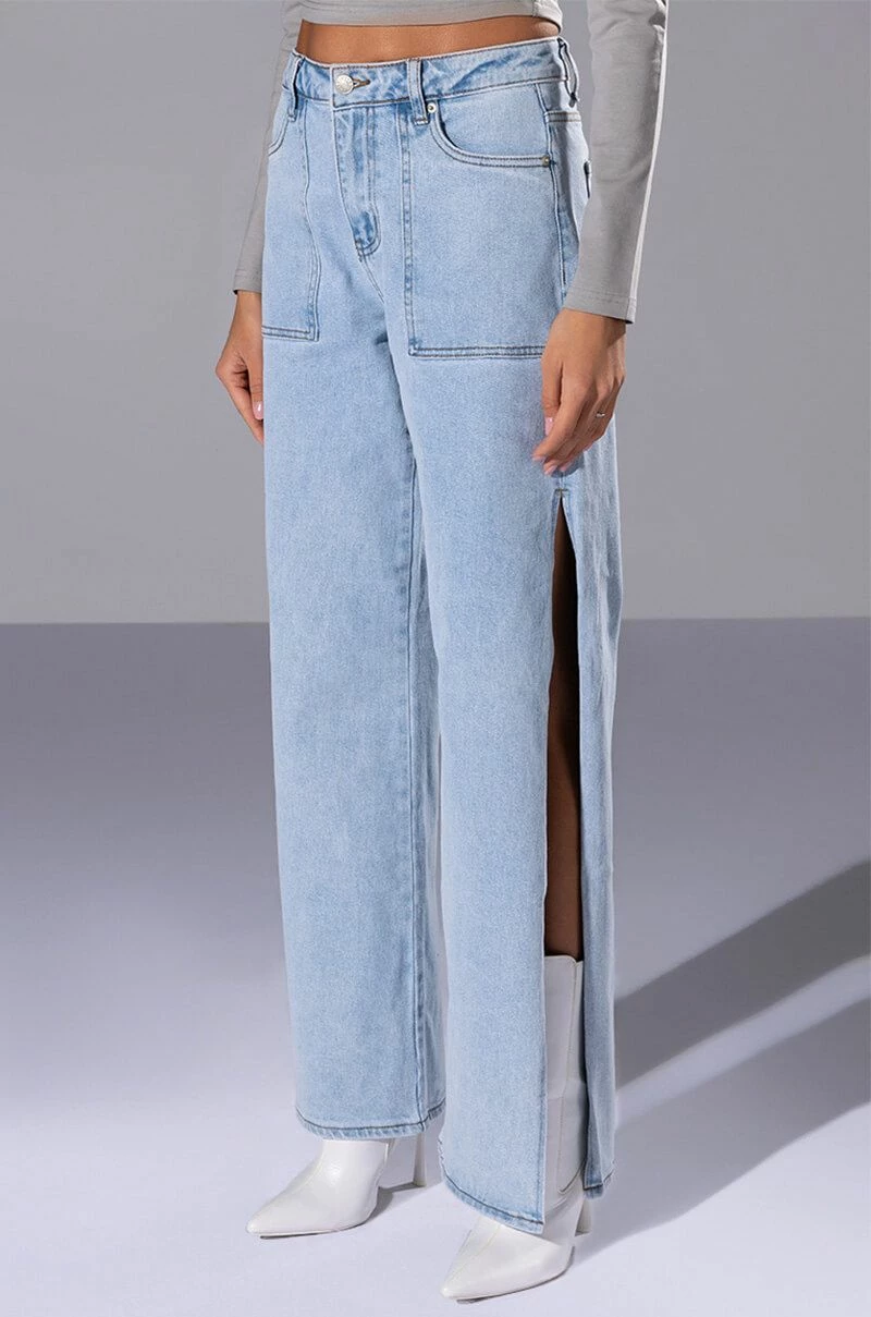 LASTING LOVER HIGH RISE SIDE SLIT JEANS 2 LASTING LOVER HIGH RISE SIDE SLIT JEANS - Image 2