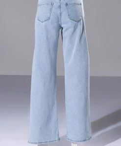 LASTING LOVER HIGH RISE SIDE SLIT JEANS 15 LASTING LOVER HIGH RISE SIDE SLIT JEANS -FINESSE-shop lasting lover high rise side slit jeans light blue 7 7