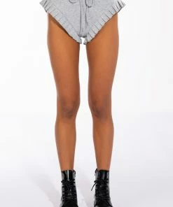 LAZY DAYZ RUFFLE DETAIL BOOTY SHORT -FINESSE-shop lazy dayz ruffle detail booty short heather grey 5 5