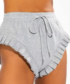 LAZY DAYZ RUFFLE DETAIL BOOTY SHORT -FINESSE-shop lazy dayz ruffle detail booty short heather grey 8 8