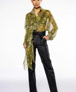 LE CHIC COATED PAPERBAG WAIST STRAIGHT LEG PANT -FINESSE-shop le chic coated paperbag waist straight leg pant black 3 3