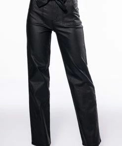 LE CHIC COATED PAPERBAG WAIST STRAIGHT LEG PANT -FINESSE-shop le chic coated paperbag waist straight leg pant black 5 5