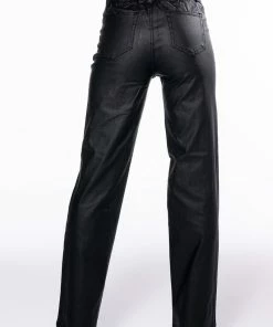LE CHIC COATED PAPERBAG WAIST STRAIGHT LEG PANT -FINESSE-shop le chic coated paperbag waist straight leg pant black 7 7