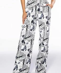 LEGENDARY NEWSPAPER PRINT WIDE LEG TROUSER