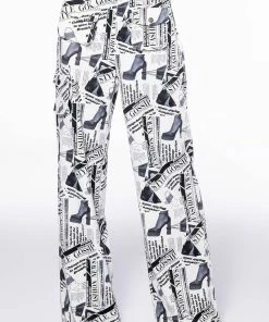 LEGENDARY NEWSPAPER PRINT WIDE LEG TROUSER -FINESSE-shop legendary newspaper print wide leg trouser white multi 6 6
