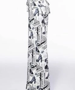 LEGENDARY NEWSPAPER PRINT WIDE LEG TROUSER -FINESSE-shop legendary newspaper print wide leg trouser white multi 7 7