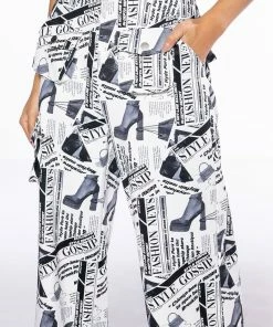 LEGENDARY NEWSPAPER PRINT WIDE LEG TROUSER -FINESSE-shop legendary newspaper print wide leg trouser white multi 9 9
