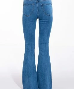 LENA SUPER HIGH RISE FLARE DENIM PANTS -FINESSE-shop lena super high rise flare denim pants medium blue denim 5 5