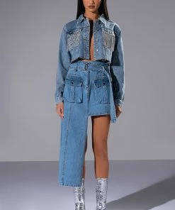 LEVEL UP MAXI MINI DENIM SKIRT -FINESSE-shop level up maxi mini denim skirt medium blue denim 2 2 c1