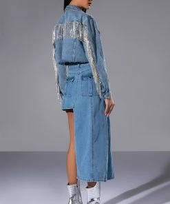 LEVEL UP MAXI MINI DENIM SKIRT -FINESSE-shop level up maxi mini denim skirt medium blue denim 4 4 c1