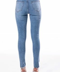 LIFE LIKE THIS RHINESTONE STRIPE SKINNY JEANS -FINESSE-shop life like this rhinestone stripe skinny jeans light denim 5 5 c1