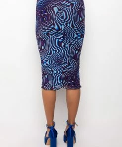 LINK UP MESH MIDI SKIRT -FINESSE-shop link up mesh midi skirt blue multi 5 5