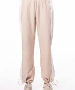 LISTEN UP COLOR BLOCK WIDE LEG SWEATPANT -FINESSE-shop listen up color block wide leg sweatpant beige 3 3