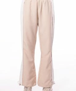 LISTEN UP COLOR BLOCK WIDE LEG SWEATPANT -FINESSE-shop listen up color block wide leg sweatpant beige 4 4